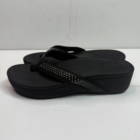 Vionic Womens Size 8 Black Studded Wedge Sandals - Picture 5 of 8
